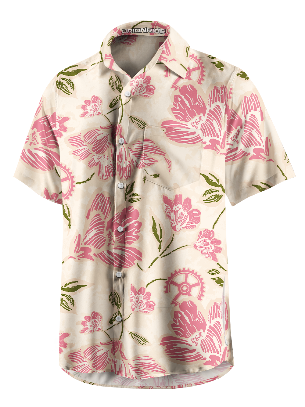 Orionride Floral Art Zipper Pockets Ultra Lightweight Short Sleeves Gravel Shirt
