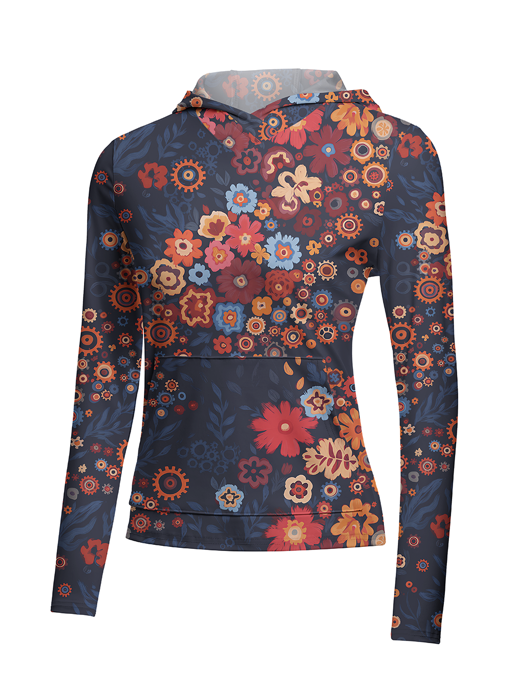 Orionride Mechanical Florals Women's Long Sleeve Cycling Hoodie Shirt