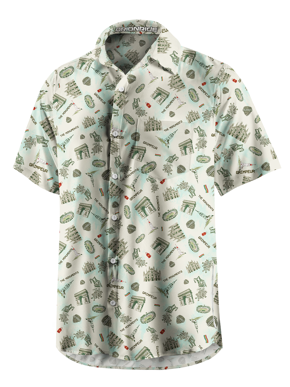 Orionride Landmark Buildings Zipper Pockets Ultra Lightweight Short Sleeves Gravel Shirt