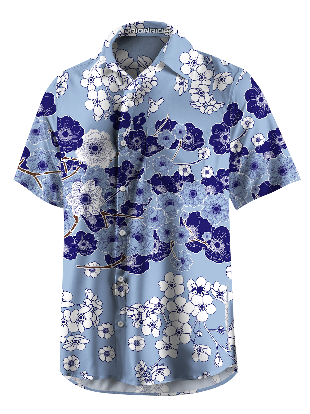 Orionride Breezy Petals Zipper Pockets Ultra Lightweight Short Sleeves Gravel Shirt