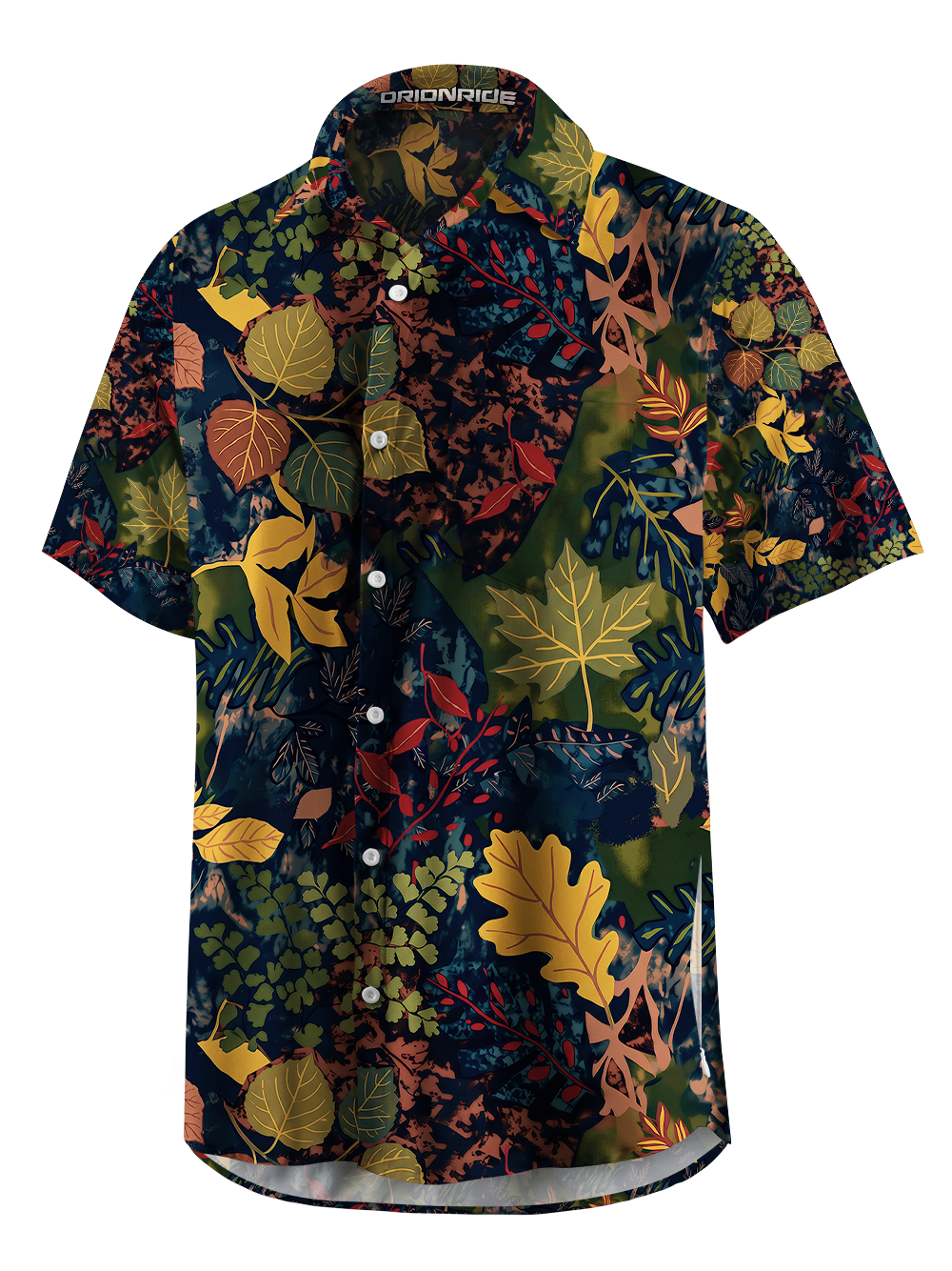 Orionride Fallen Leaves Zipper Pockets Ultra Lightweight Short Sleeves Gravel Shirt