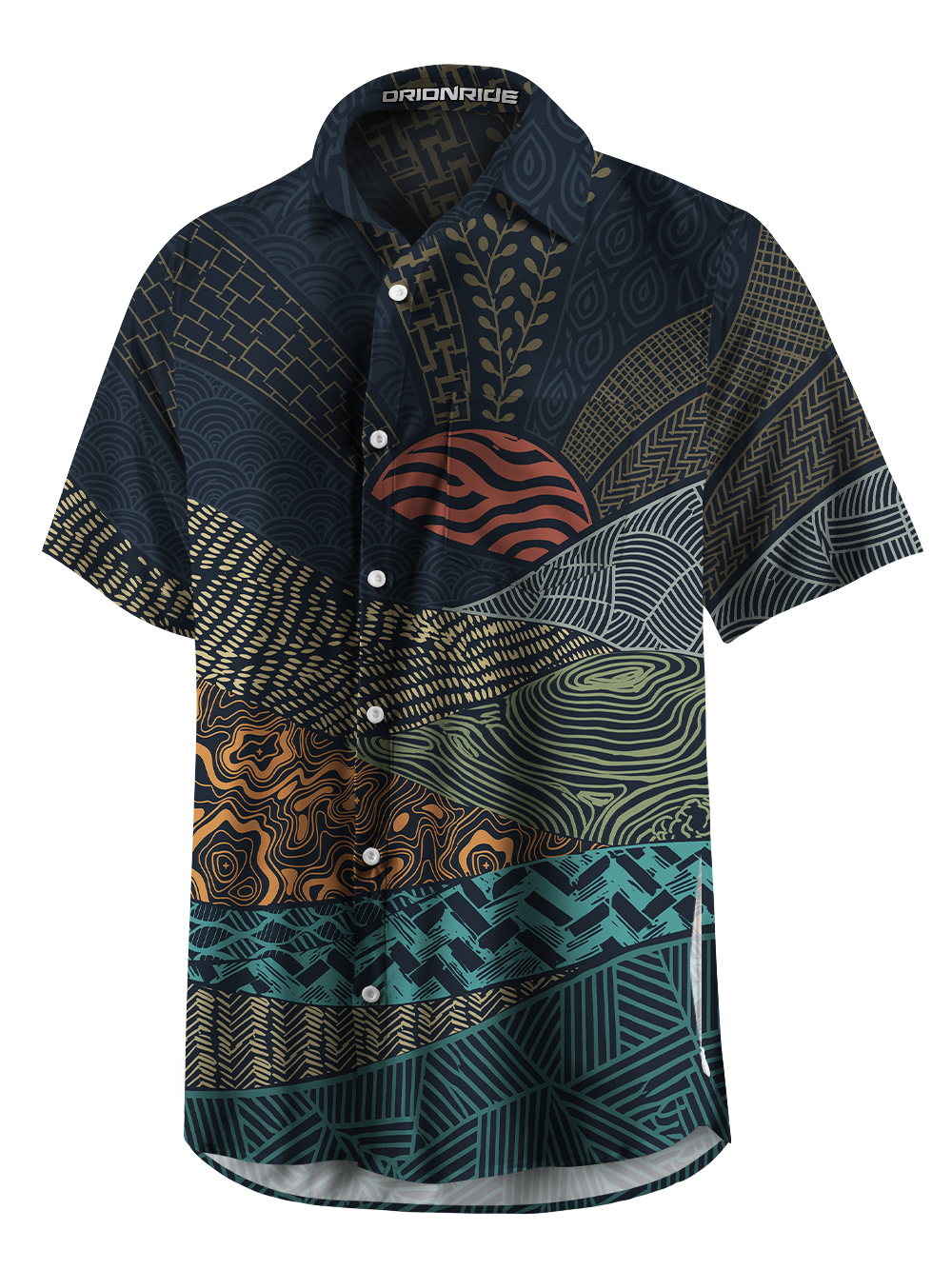 Orionride Dark Line Landscape Zipper Pockets Ultra Lightweight Short Sleeves Gravel Shirt
