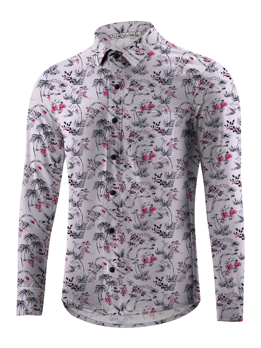 Orionride Chain And Flowers Men's Stretchy Breathable Long Sleeve Gravel Shirt