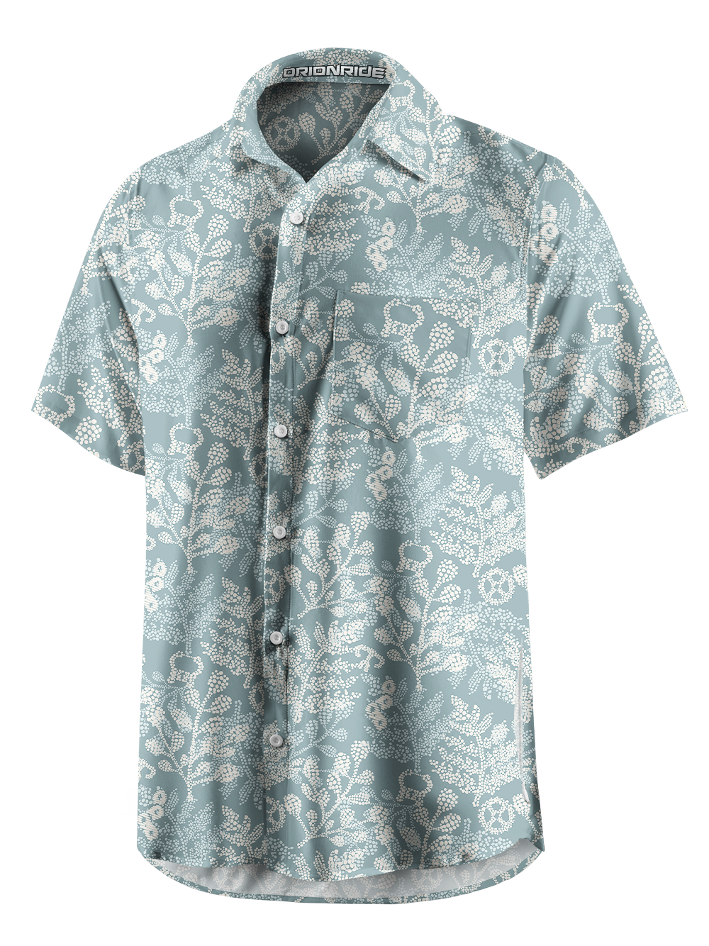 Orionride Dotted Plants Zipper Pockets Ultra Lightweight Short Sleeves Gravel Shirt