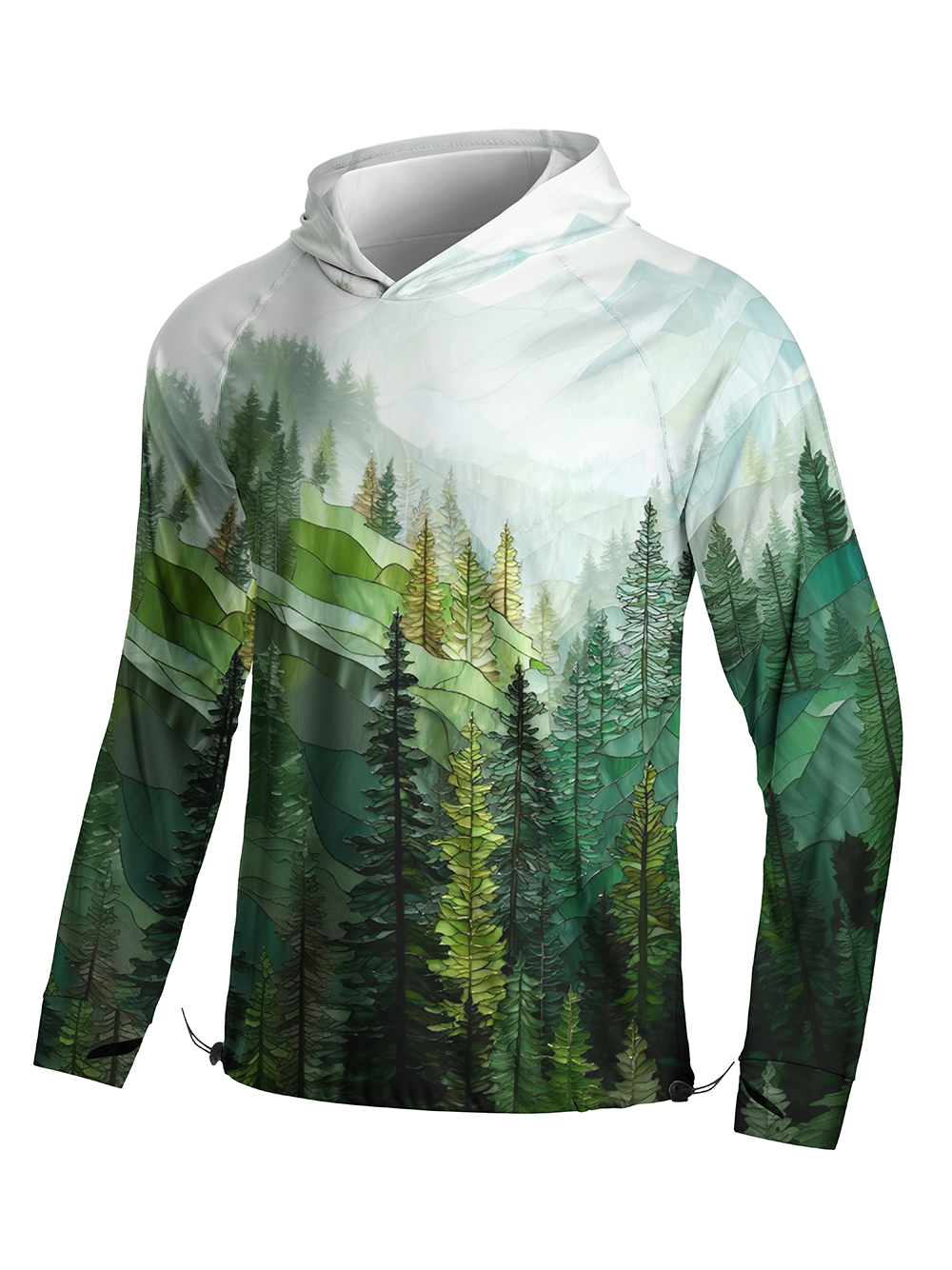 Orionride Dense Coniferous Forest Long Sleeve Cycling Hoodie Shirt