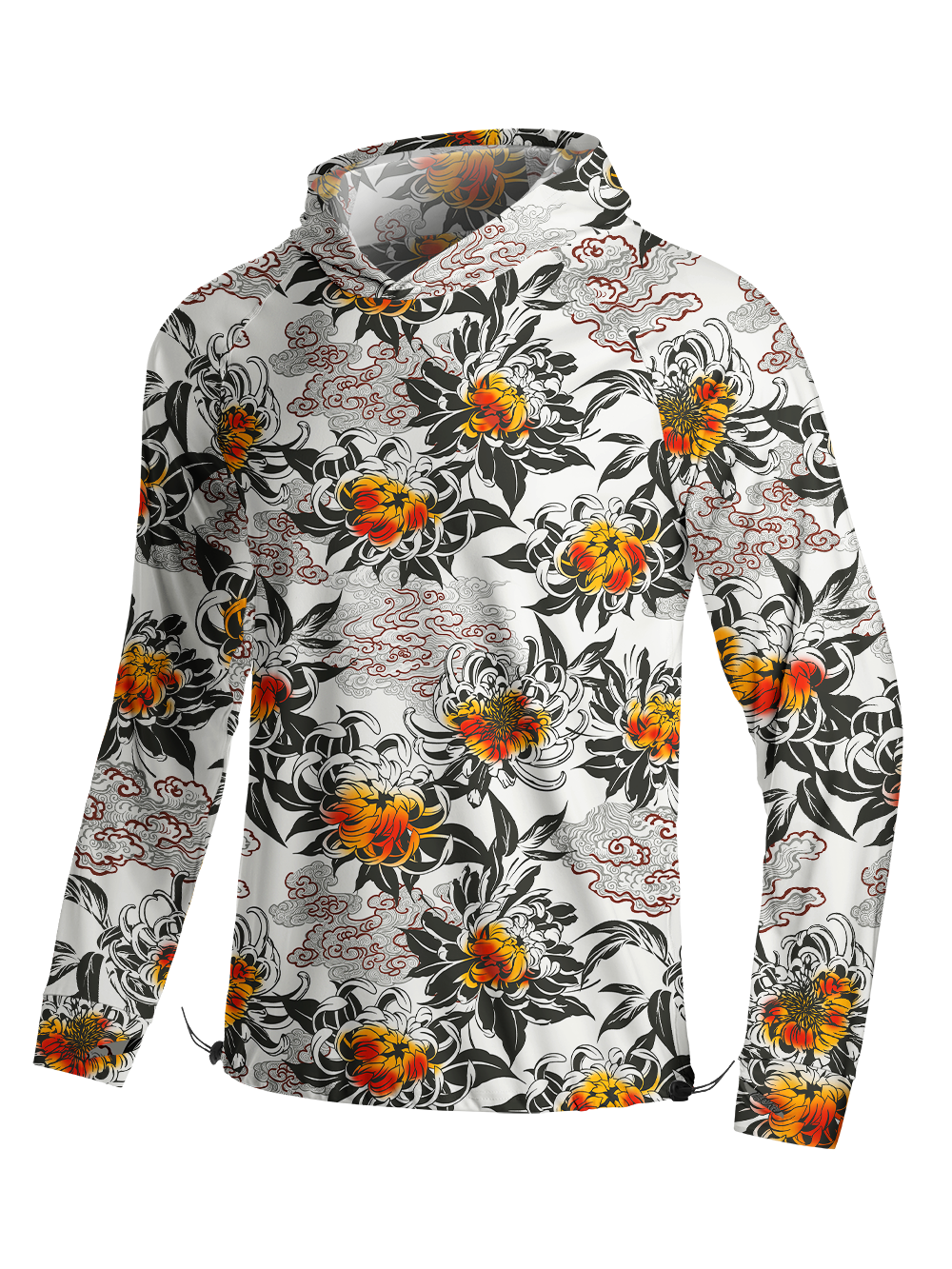 Orionride Chrysanthemums In Full Bloom Long Sleeve Cycling Hoodie Shirt