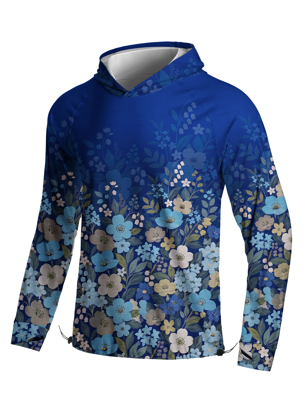 Orionride Gradated Floral Shadows Long Sleeve Cycling Hoodie Shirt