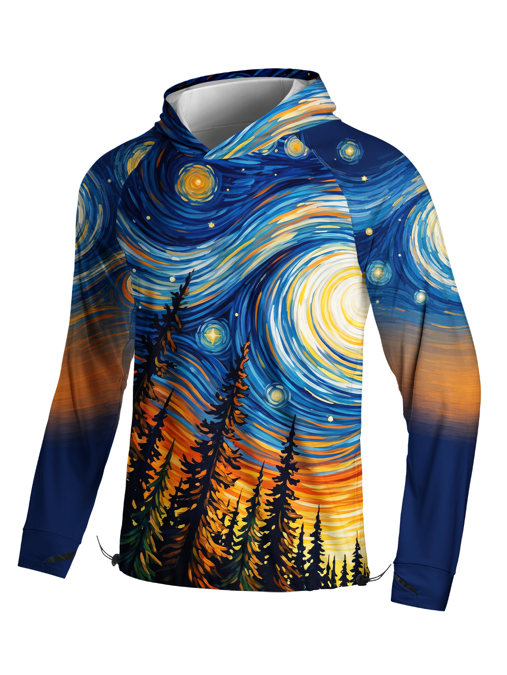Orionride Swirling Celestial Pulse Long Sleeve Cycling Hoodie Shirt