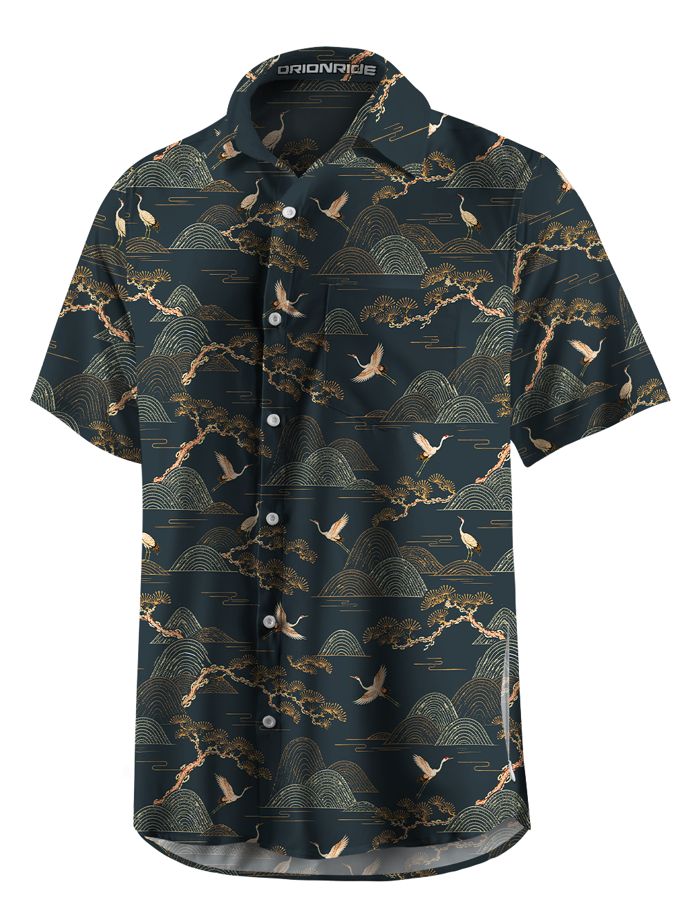 Orionride Golden Crane Zipper Pockets Ultra Lightweight Short Sleeves Gravel Shirt