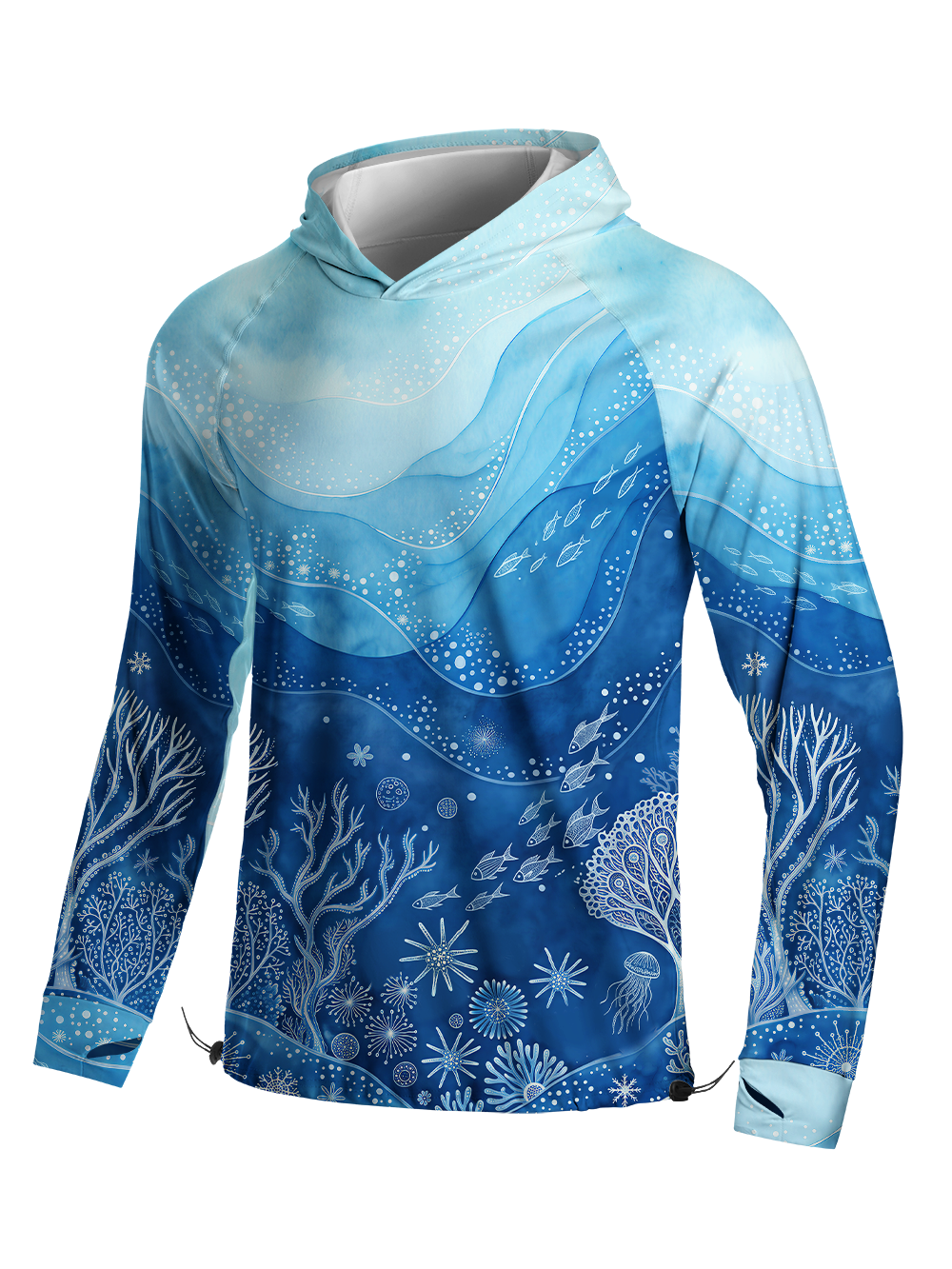 Orionride Ocean Chart Long Sleeve Cycling Hoodie Shirt