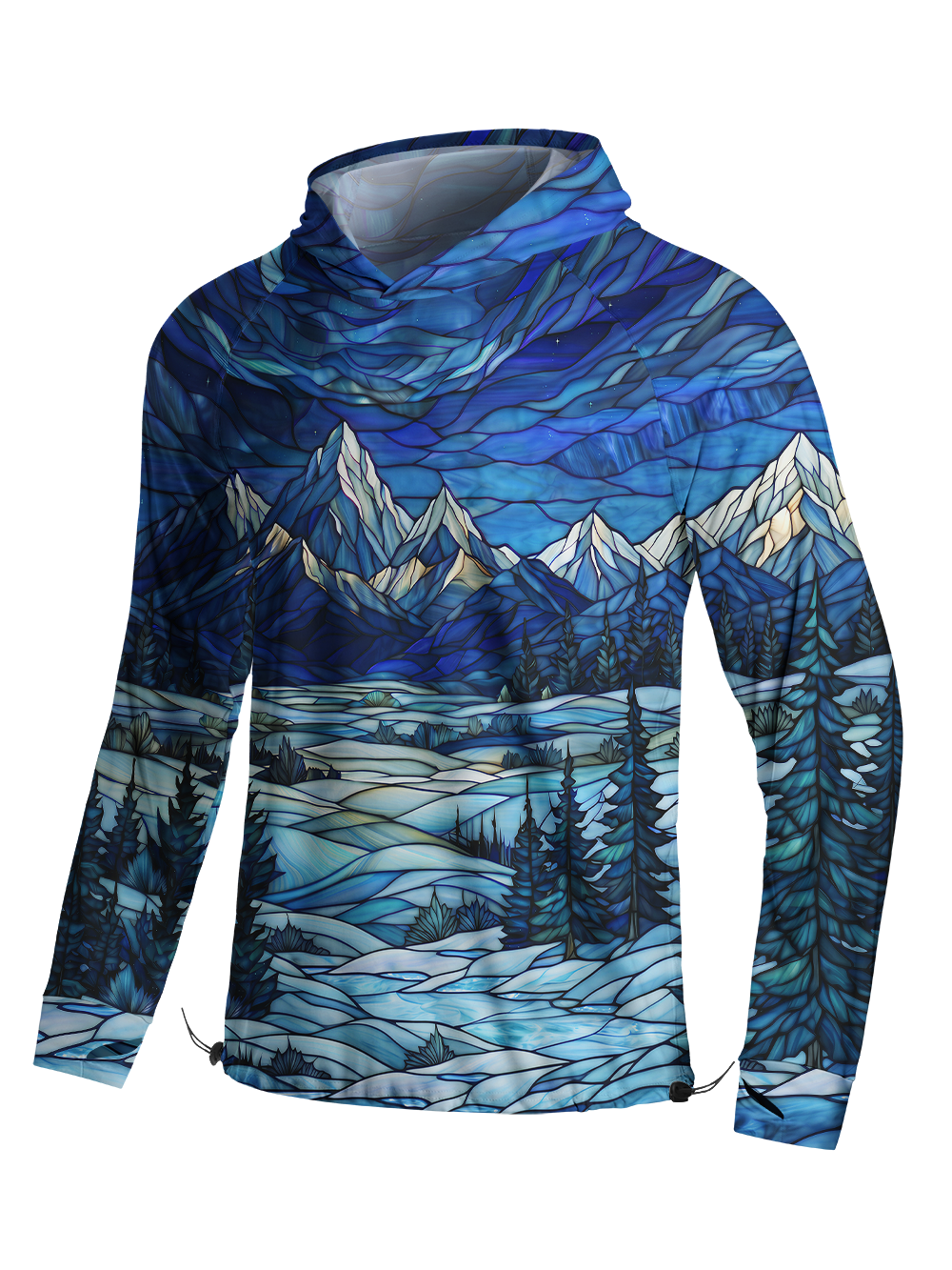 Orionride Blue Glass Winter Long Sleeve Cycling Hoodie Shirt