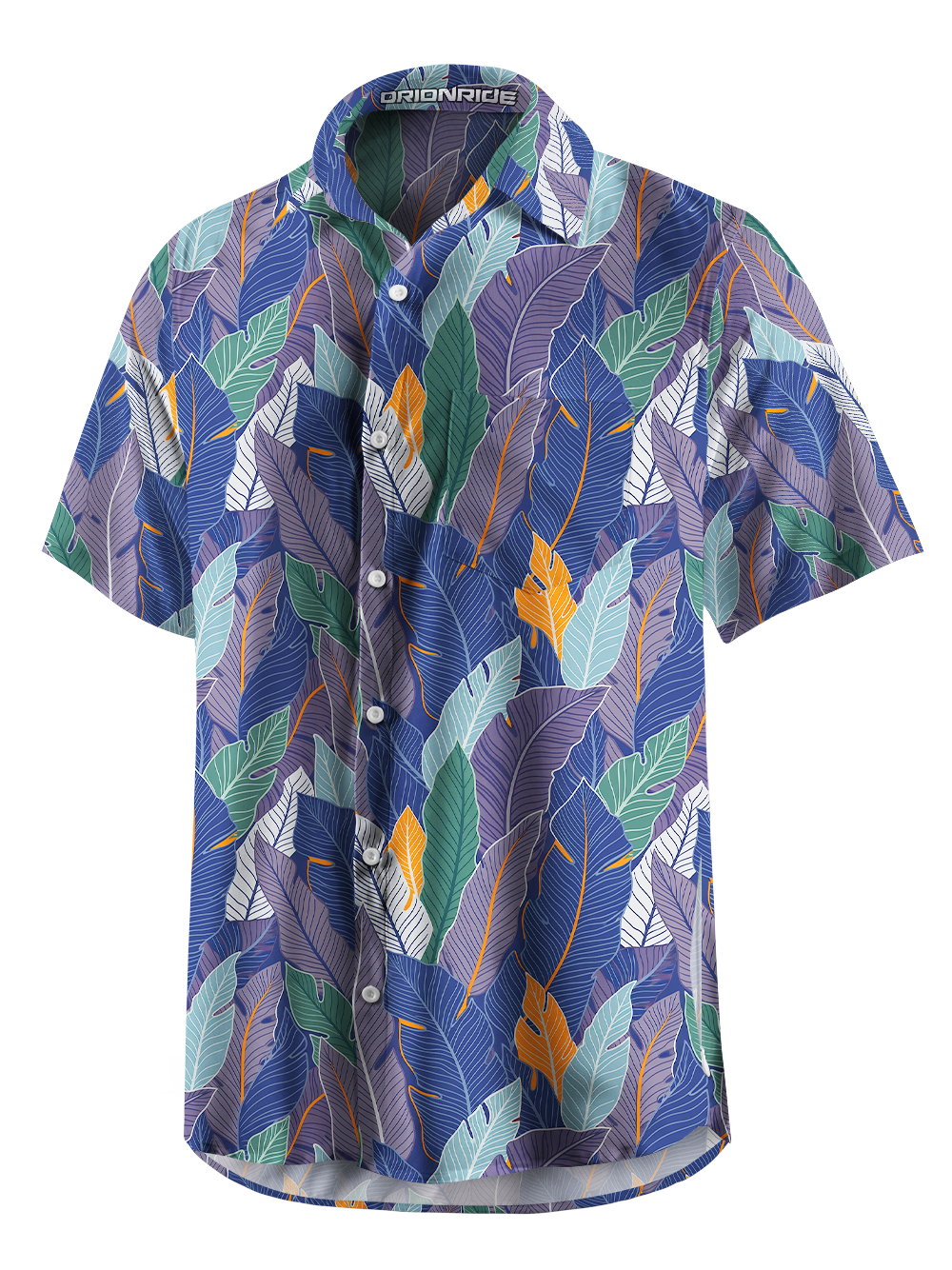 Orionride Plant Leaf Pattern Zipper Pockets Ultra Lightweight Short Sleeves Gravel Shirt