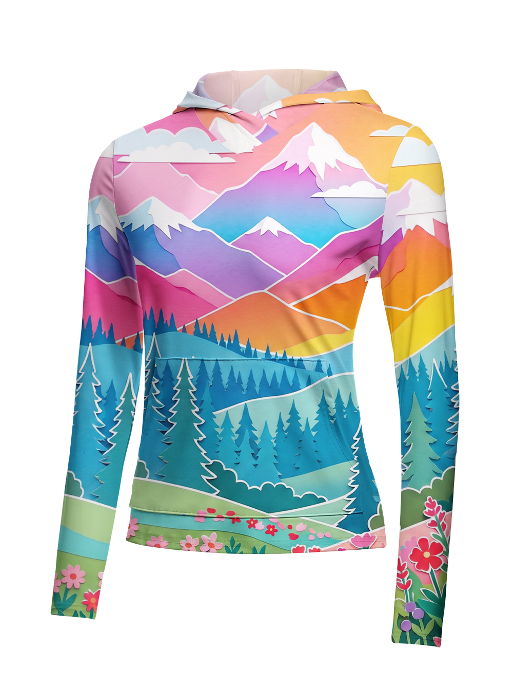 Orionride Painting Nature in Color Women's Long Sleeve Cycling Hoodie Shirt