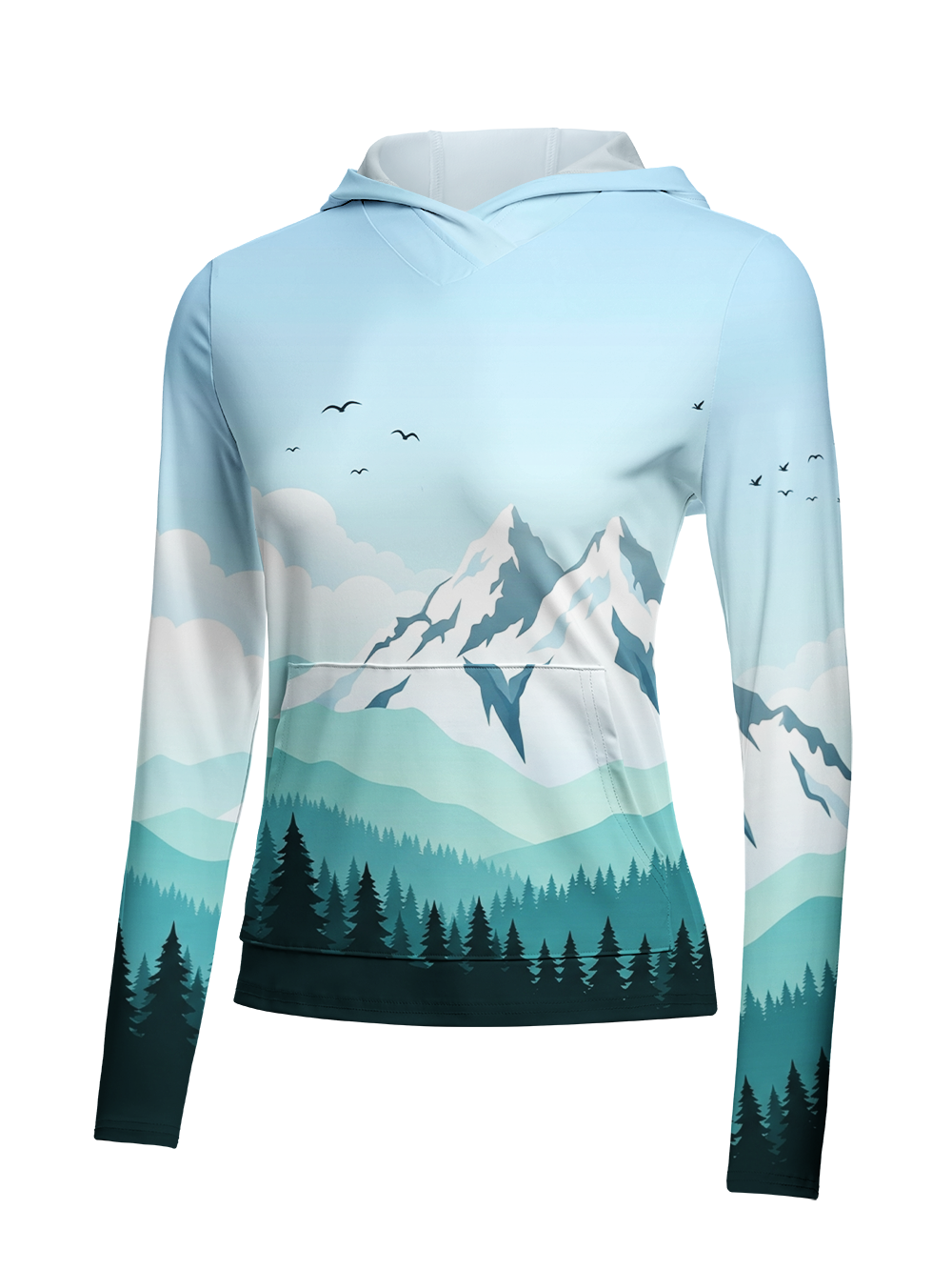 Orionride Snowy Peaks Women's Long Sleeve Cycling Hoodie Shirt