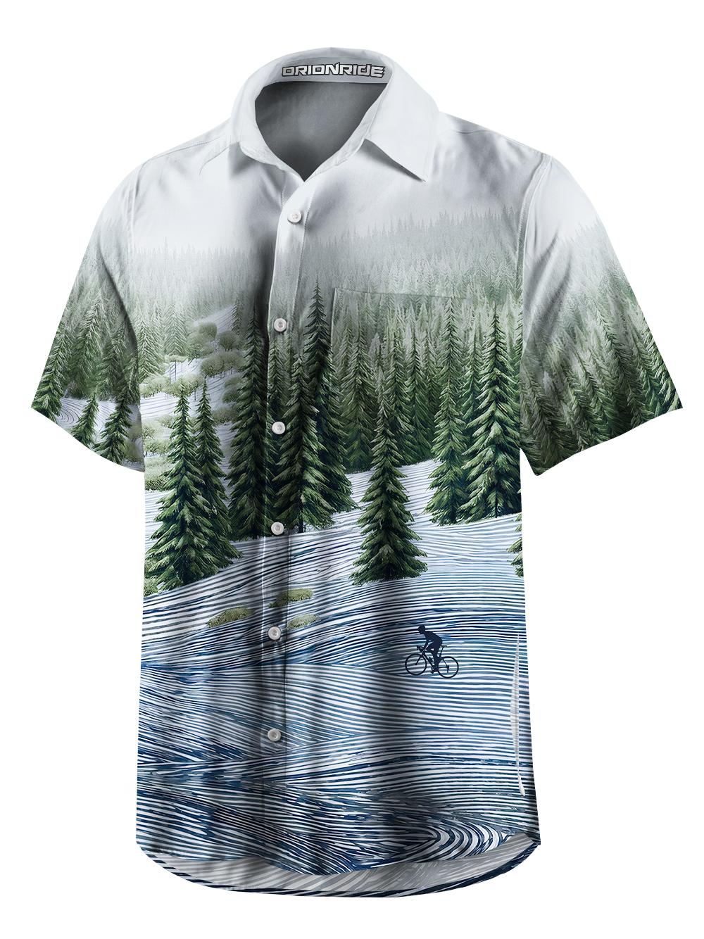 Orionride Misty Forest Ride Zipper Pockets Ultra Lightweight Short Sleeves Gravel Shirt