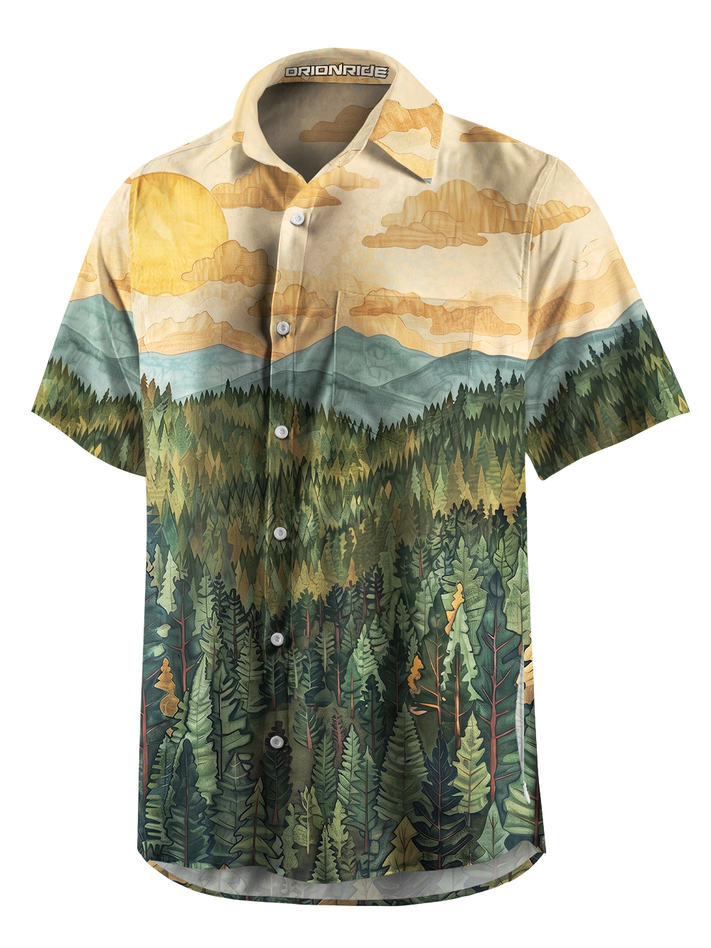 Orionride Forest Warm Sun Zipper Pockets Ultra Lightweight Short Sleeves Gravel Shirt
