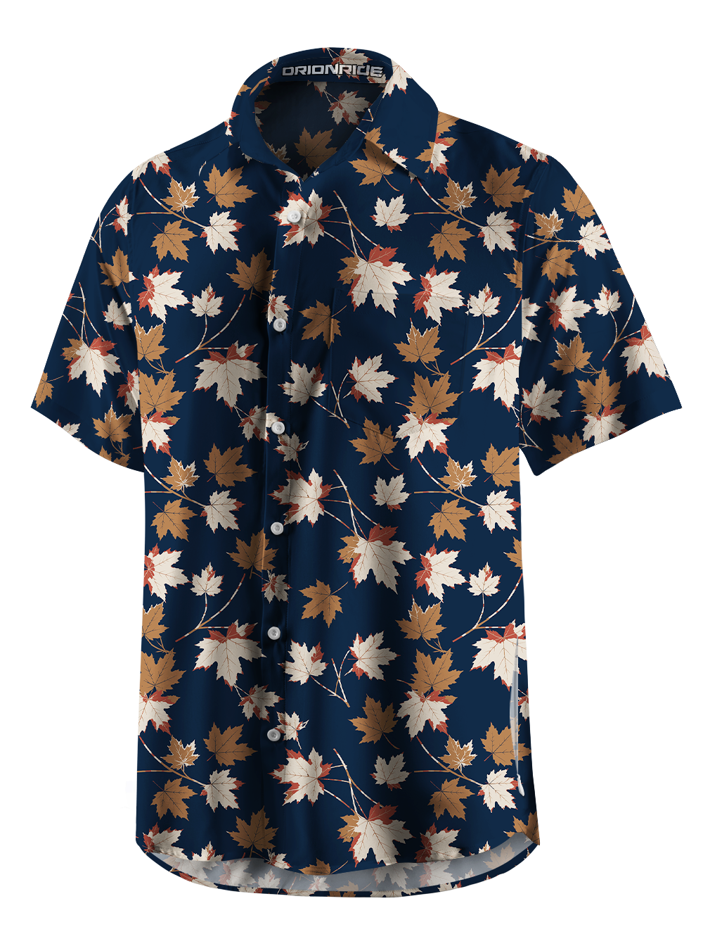Orionride Autumn Maple Zipper Pockets Ultra Lightweight Short Sleeves Gravel Shirt