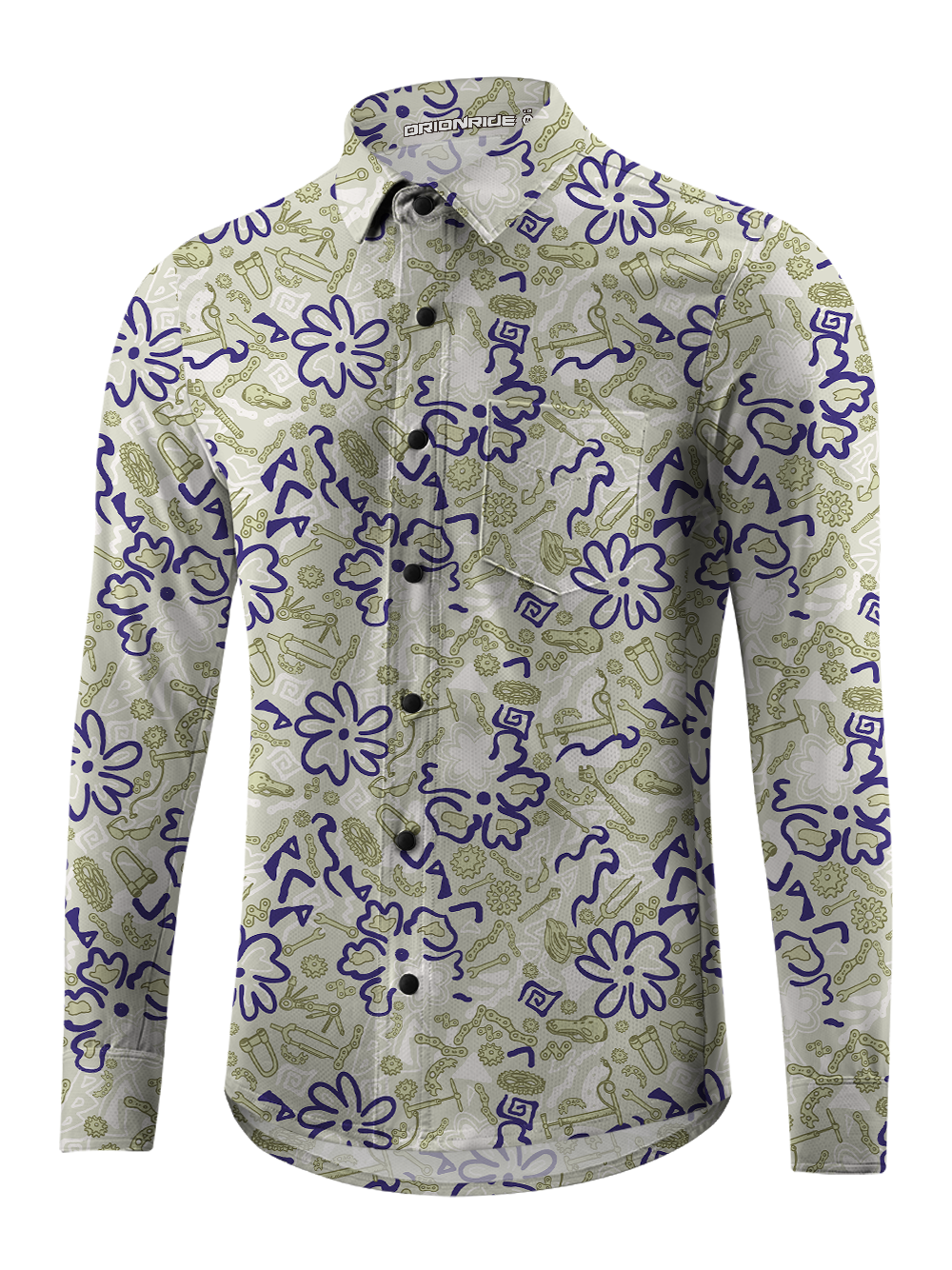 Orionride Deformed Parts Men's Stretchy Breathable Long Sleeve Gravel Shirt