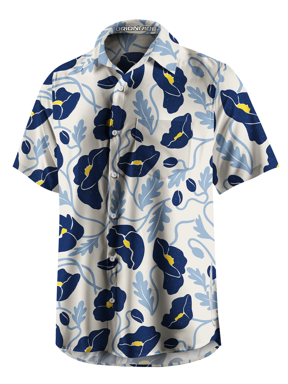 Orionride Blue Vine Quiet Zipper Pockets Ultra Lightweight Short Sleeves Gravel Shirt