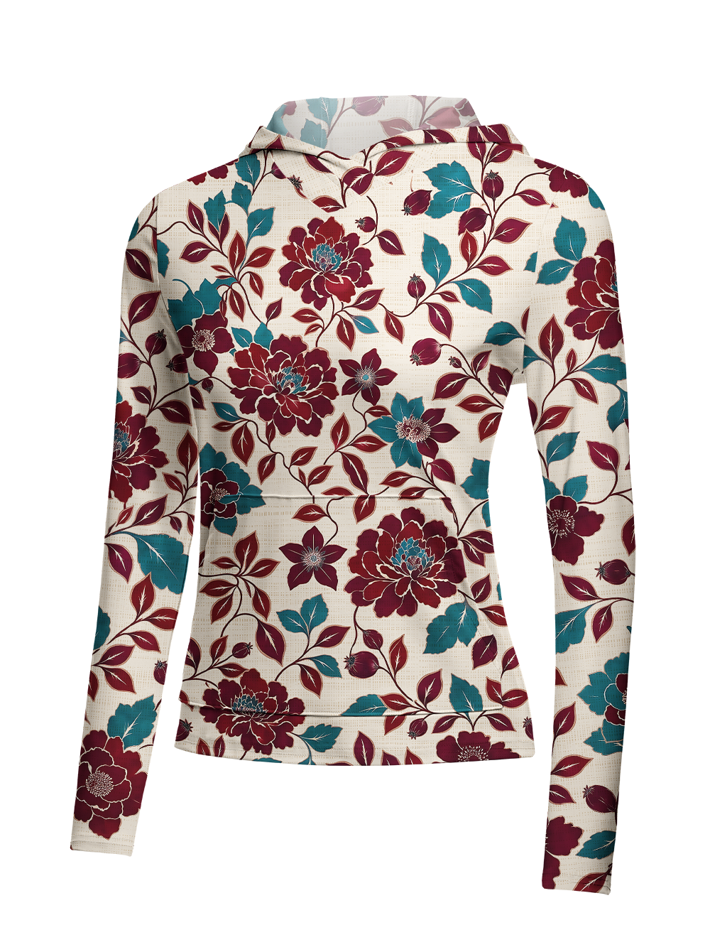 Orionride Luxurious Peony Women's Long Sleeve Cycling Hoodie Shirt