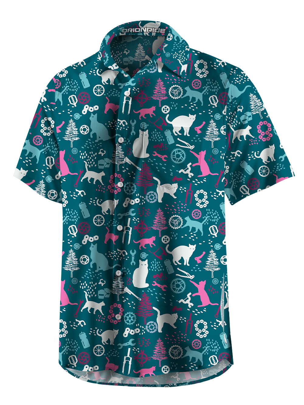 Orionride Funny Cat Zipper Pockets Ultra Lightweight Short Sleeves Gravel Shirt