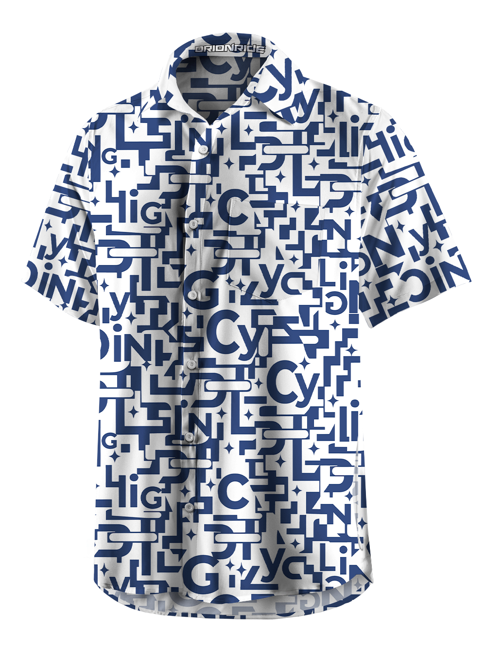 Orionride Stacked Letters Zipper Pockets Ultra Lightweight Short Sleeves Gravel Shirt