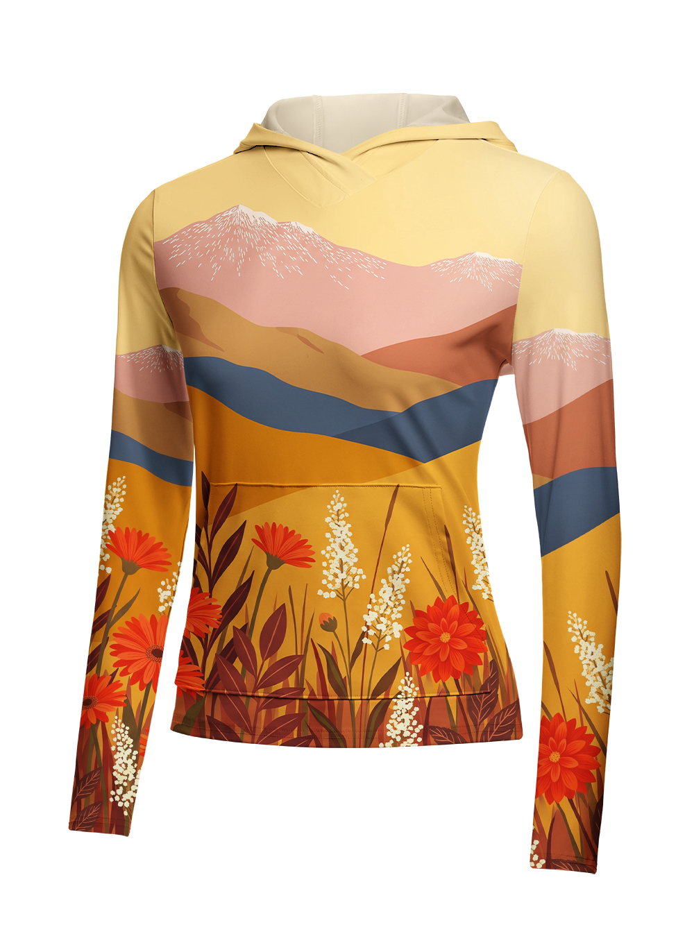 Orionride Autumn Meadow Women's Long Sleeve Cycling Hoodie Shirt
