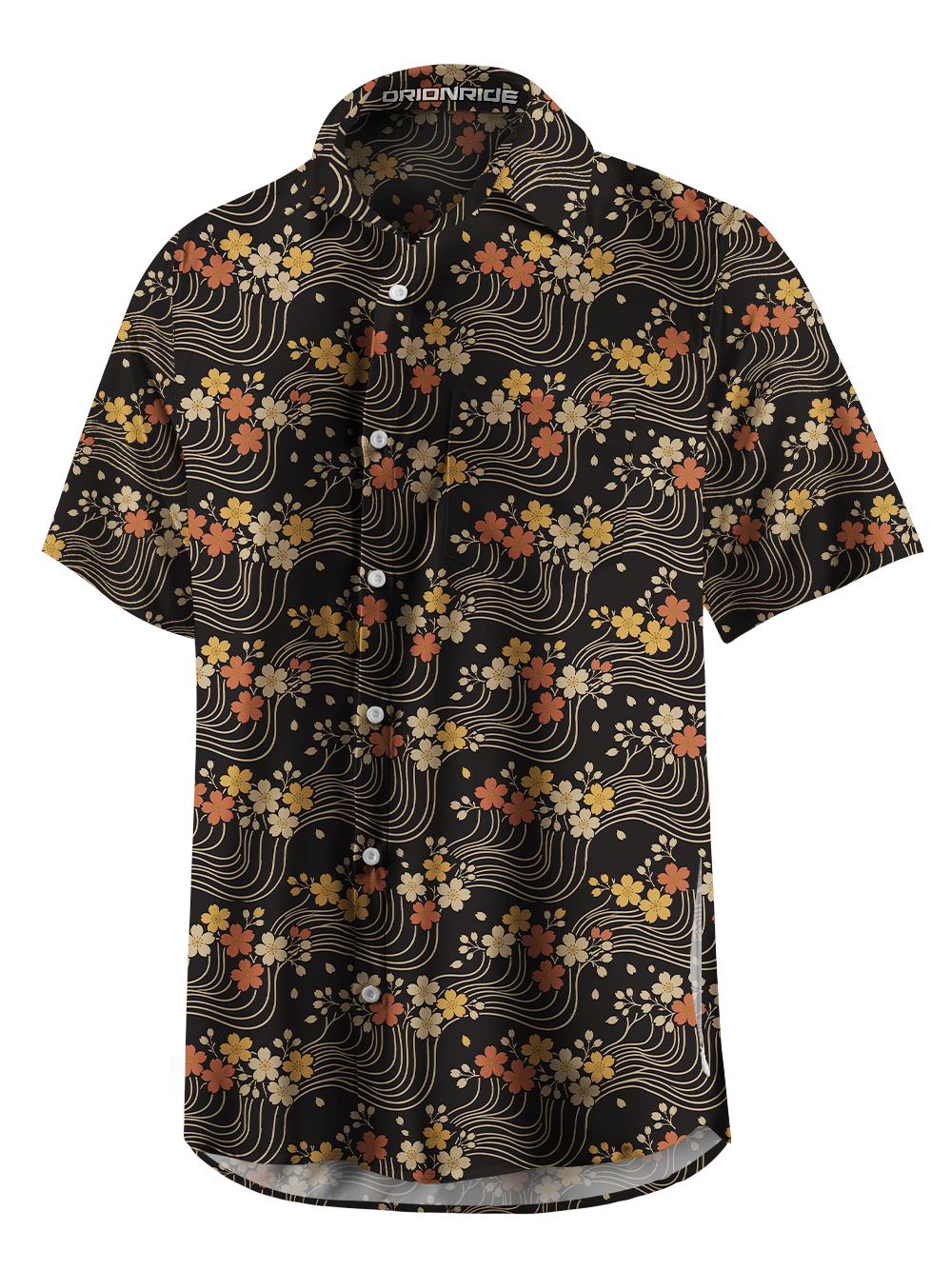 Orionride Cherry Blossom Lines Zipper Pockets Ultra Lightweight Short Sleeves Gravel Shirt