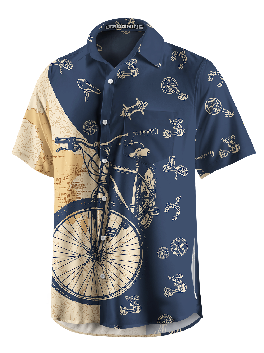 Orionride Crossing The Map Zipper Pockets Ultra Lightweight Short Sleeves Gravel Shirt