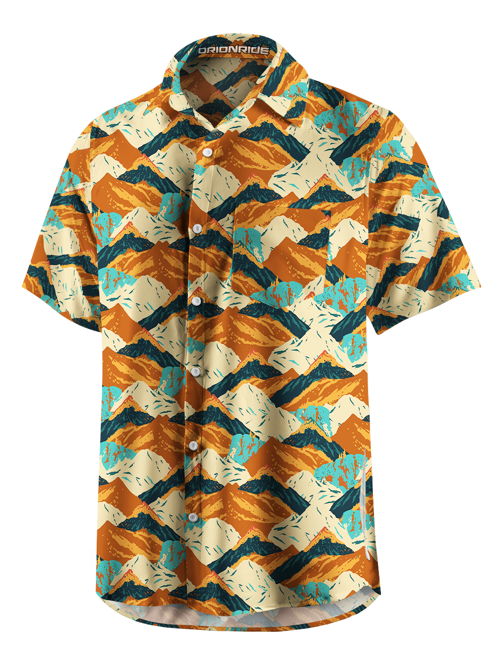 Orionride Geometric Mountains Zipper Pockets Ultra Lightweight Short Sleeves Gravel Shirt