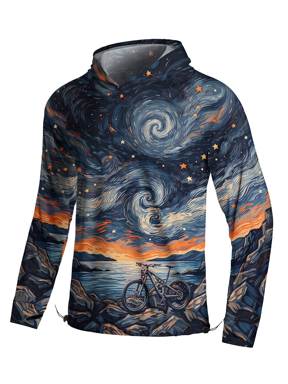 Orionride Starry Bike Night Long Sleeve Cycling Hoodie Shirt