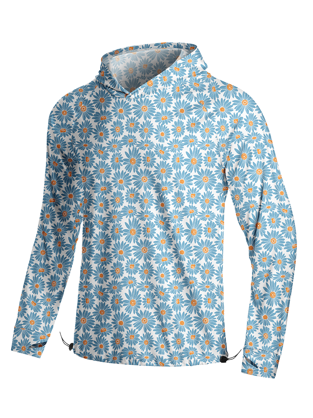 Orionride Blue Daisy Long Sleeve Cycling Hoodie Shirt