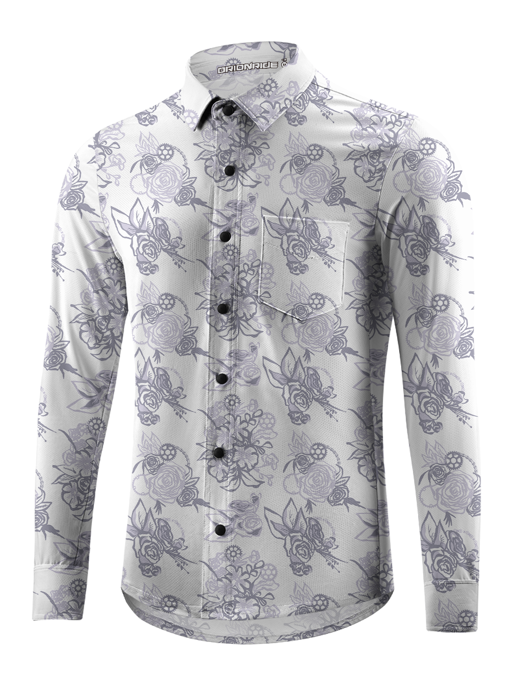 Orionride Simple Rose Men's Stretchy Breathable Long Sleeve Gravel Shirt