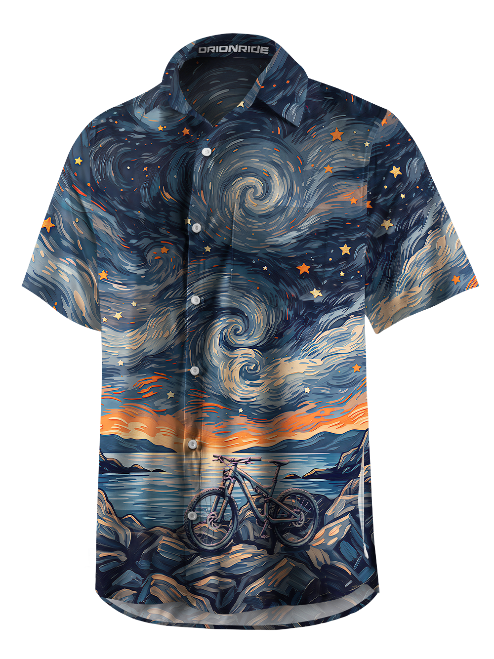 Orionride Starry Bike Night Zipper Pockets Ultra Lightweight Short Sleeves Gravel Shirt