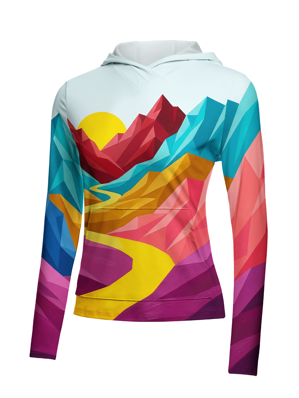 Orionride Colorful Peaks Women's Long Sleeve Cycling Hoodie Shirt