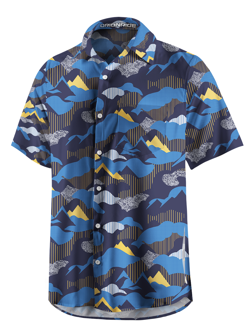 Orionride Layered Mountain Scenery Zipper Pockets Ultra Lightweight Short Sleeves Gravel Shirt