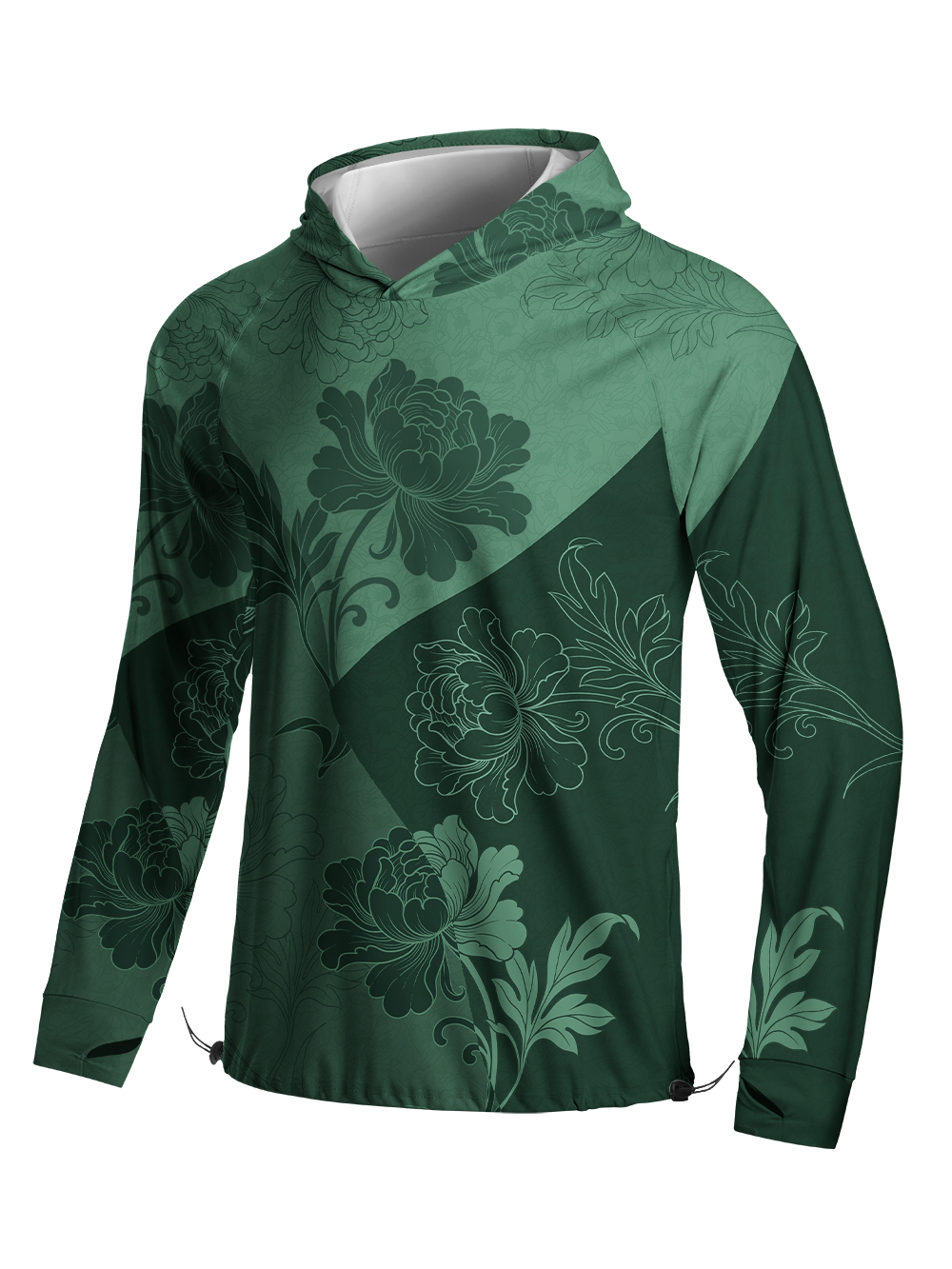 Orionride Misty Peony Long Sleeve Cycling Hoodie Shirt