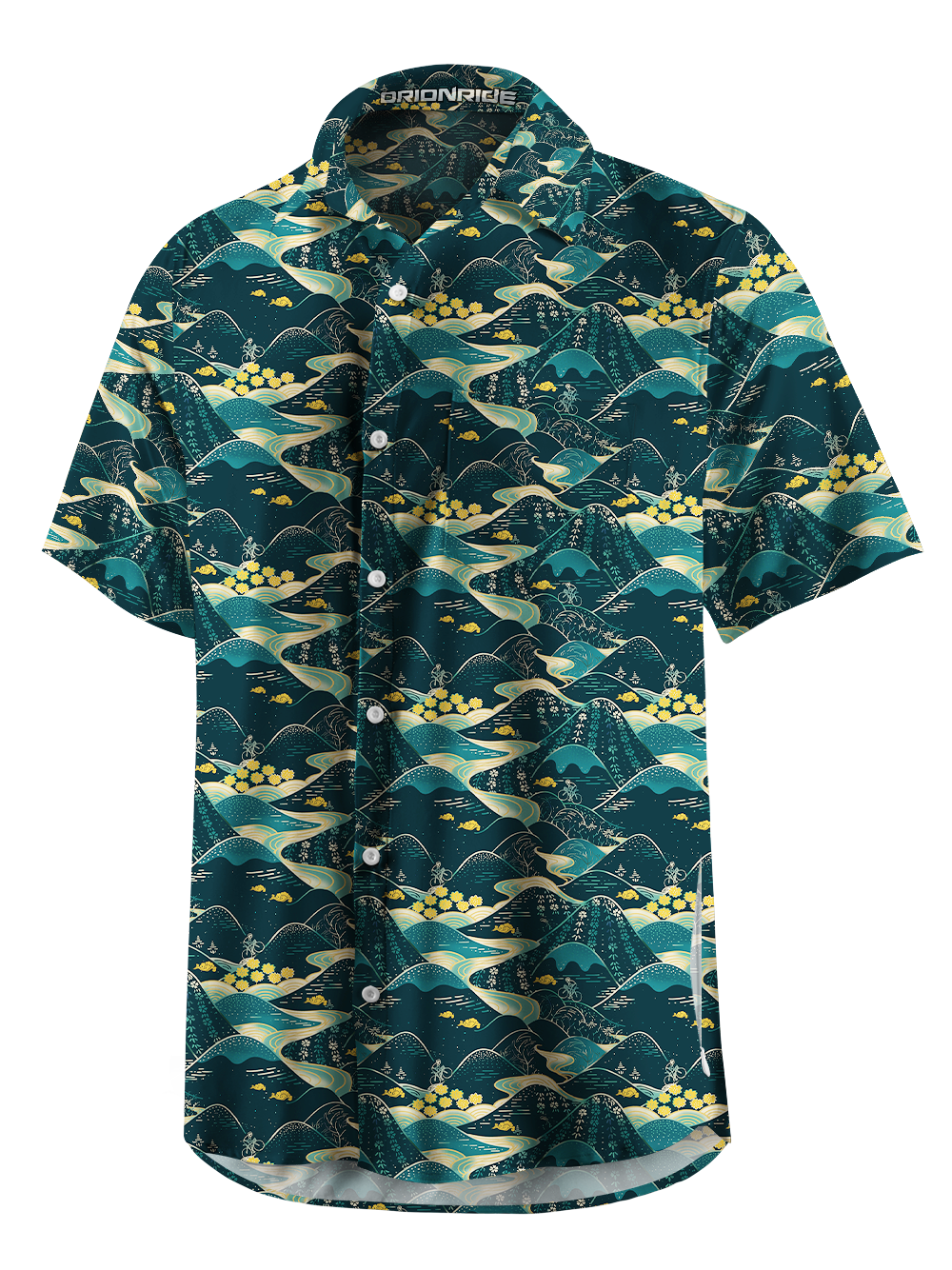 Orionride Mountains And Valleys Zipper Pockets Ultra Lightweight Short Sleeves Gravel Shirt