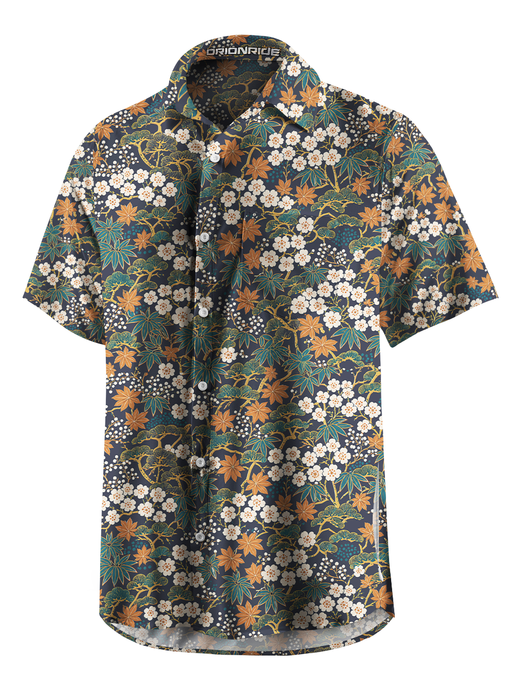 Orionride Japanese Flowerbeds Zipper Pockets Ultra Lightweight Short Sleeves Gravel Shirt