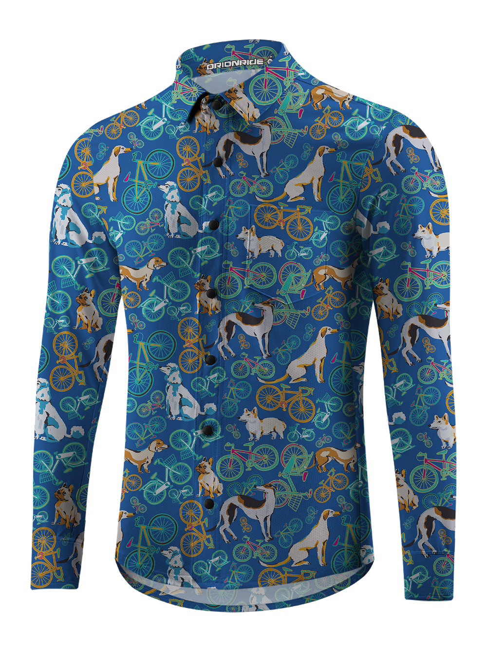 Orionride Pup Ride Men's Stretchy Breathable Long Sleeve Gravel Shirt