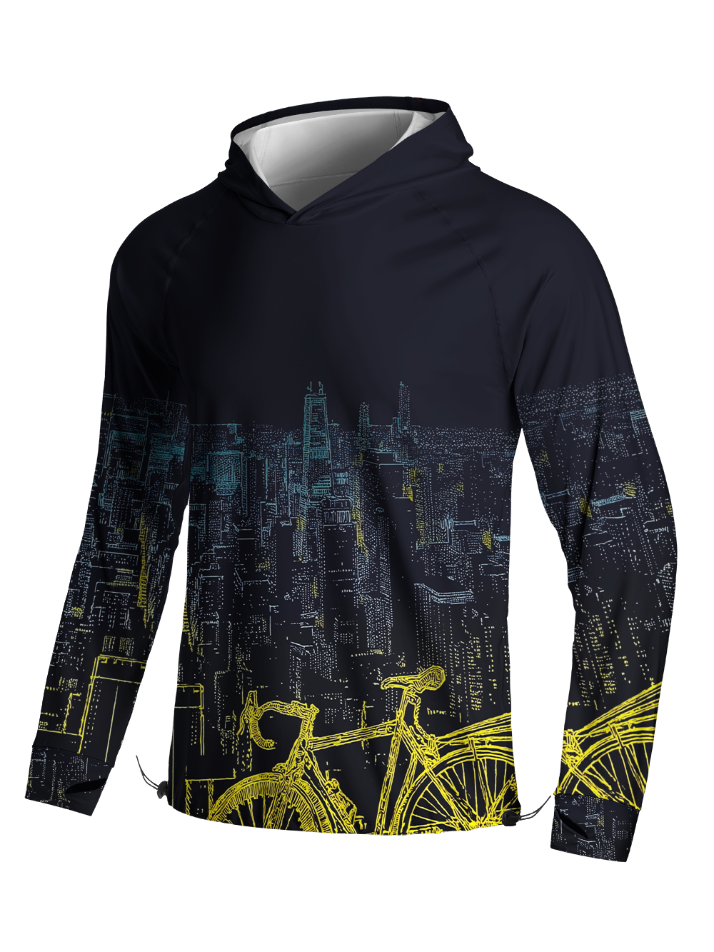 Orionride City Night View Long Sleeve Cycling Hoodie Shirt