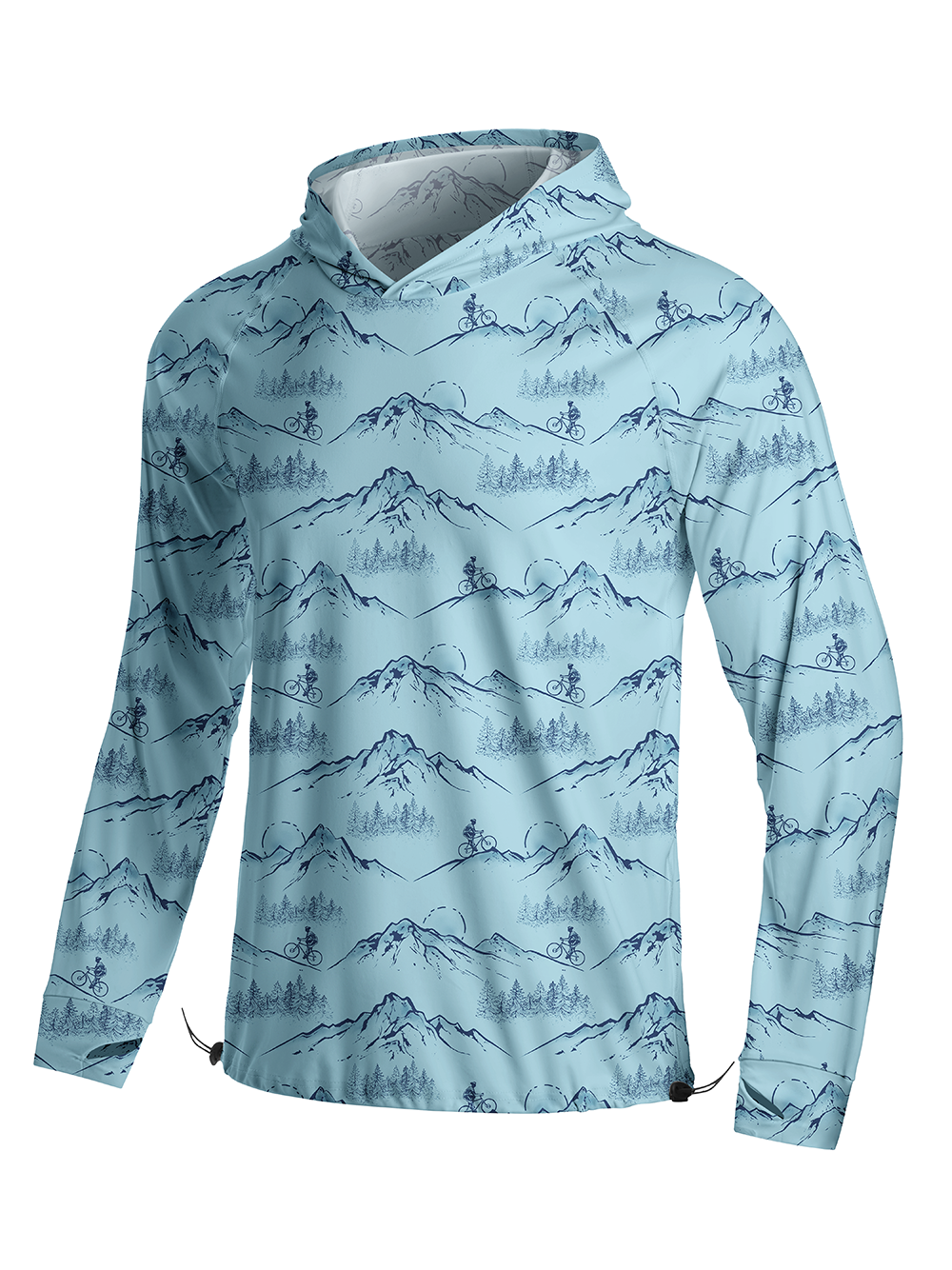Orionride Mountain Outline Long Sleeve Cycling Hoodie Shirt