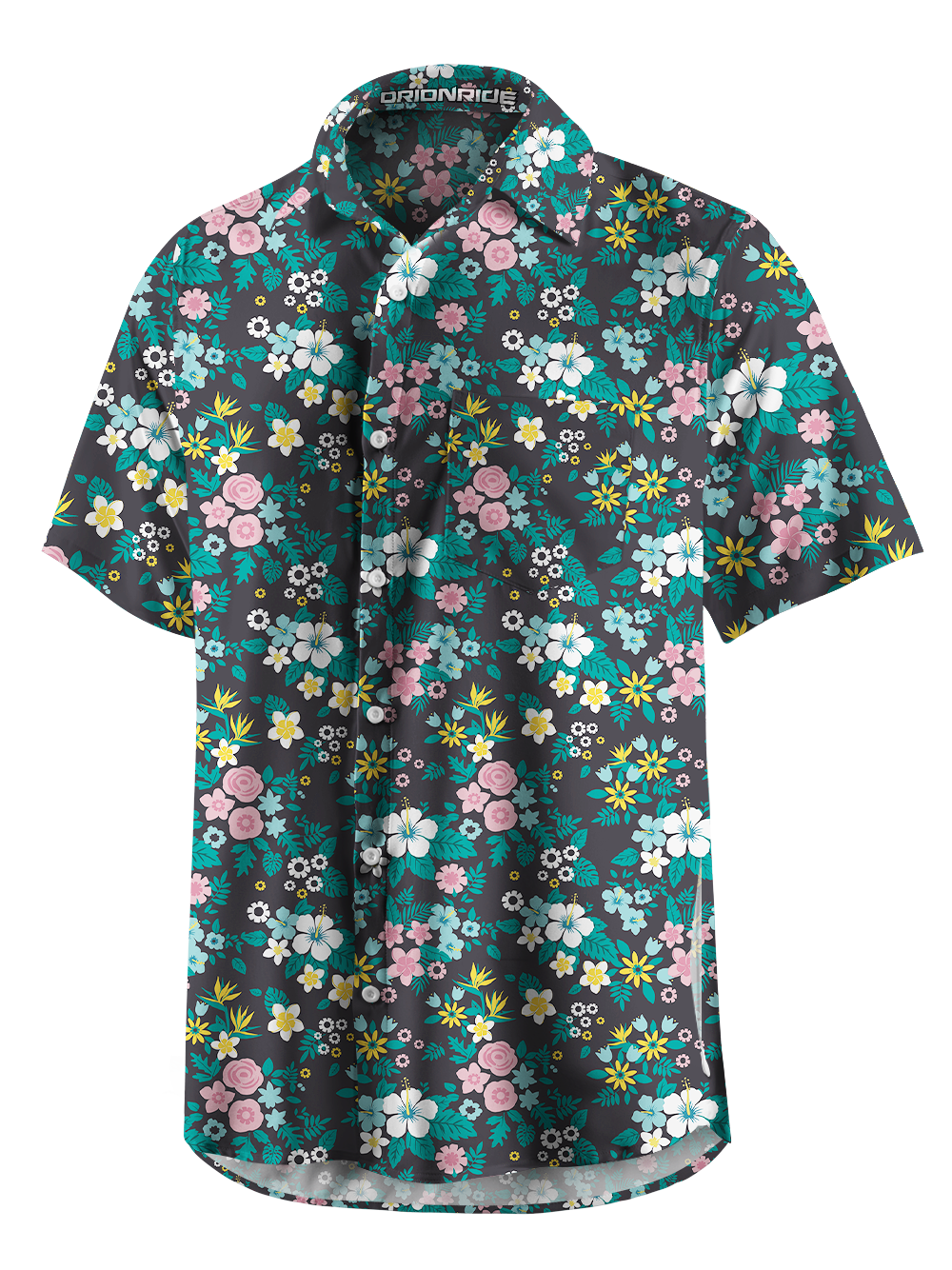 Orionride Tropical Flowers Zipper Pockets Ultra Lightweight Short Sleeves Gravel Shirt
