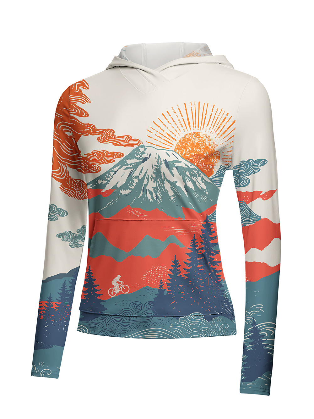 Orionride Sunset Scenery Women's Long Sleeve Cycling Hoodie Shirt