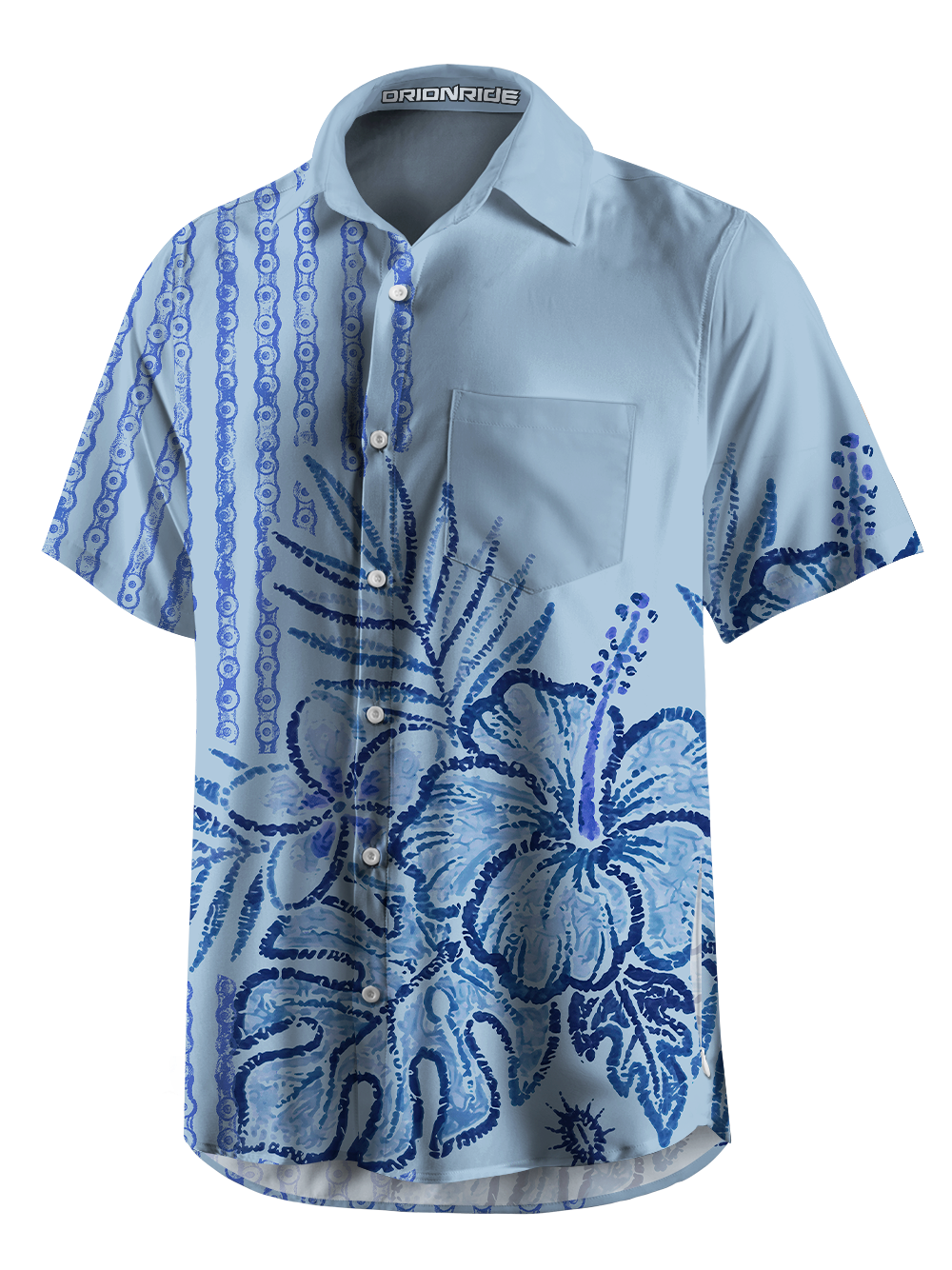 Orionride Chains And Flowers Zipper Pockets Ultra Lightweight Short Sleeves Gravel Shirt