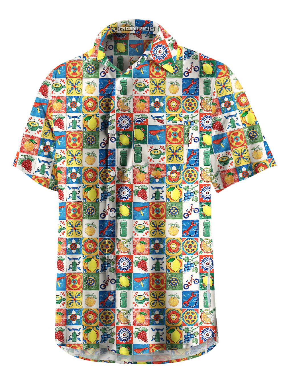 Orionride Fruits And Gears Zipper Pockets Ultra Lightweight Short Sleeves Gravel Shirt
