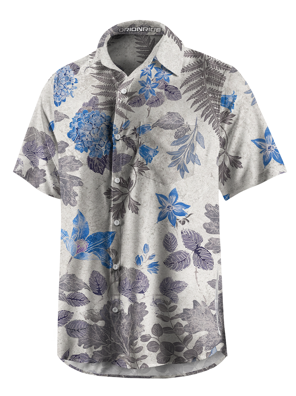 Orionride Cool-toned Plants Zipper Pockets Ultra Lightweight Short Sleeves Gravel Shirt