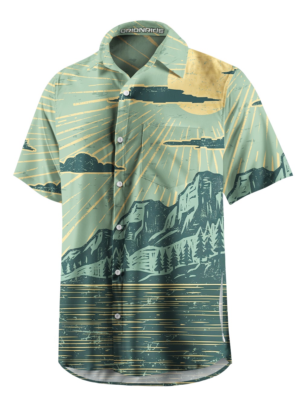 Orionride Mountains And Forests Zipper Pockets Ultra Lightweight Short Sleeves Gravel Shirt