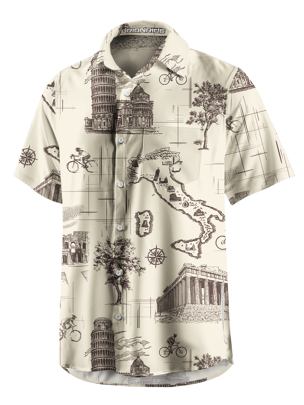 Orionride Italian Story Zipper Pockets Ultra Lightweight Short Sleeves Gravel Shirt