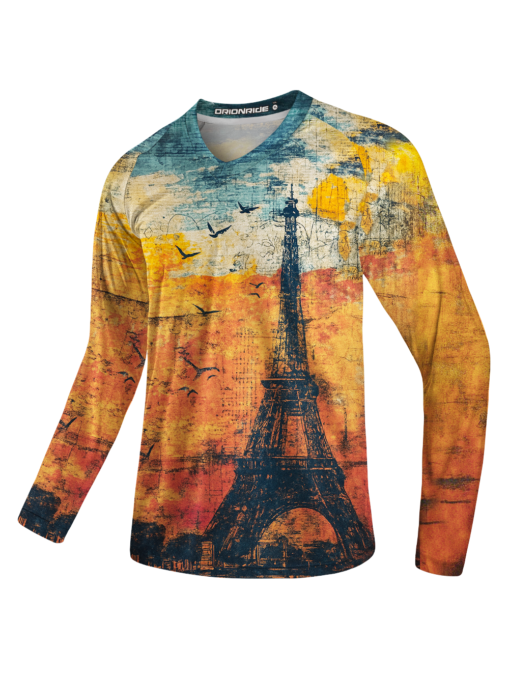 Orionride Nostalgic Eiffel Tower Long Sleeve Downhill Jersey